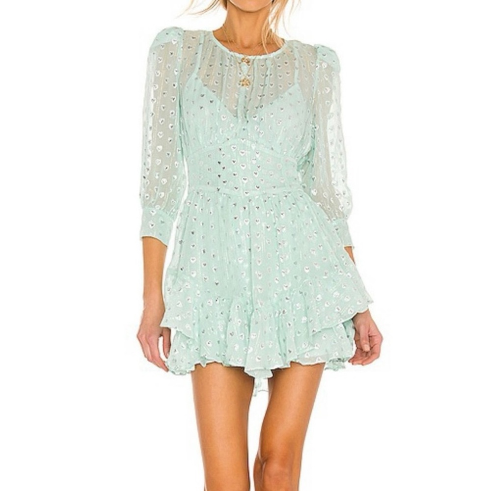 NWT For Love and Lemons Mindy Mini Dress in Mint